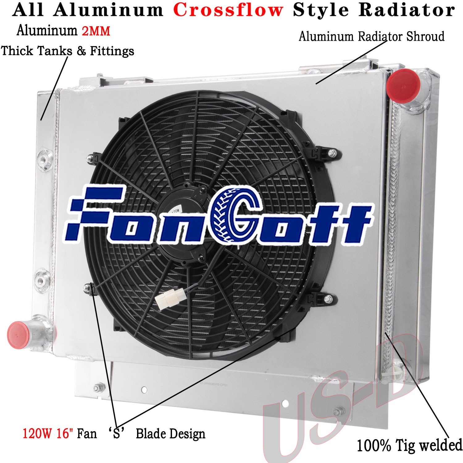 3 Row Radiator Shroud Fan For 1960-63 Ford Galaxie 1962-63 Galaxie 500 5.8L AT
