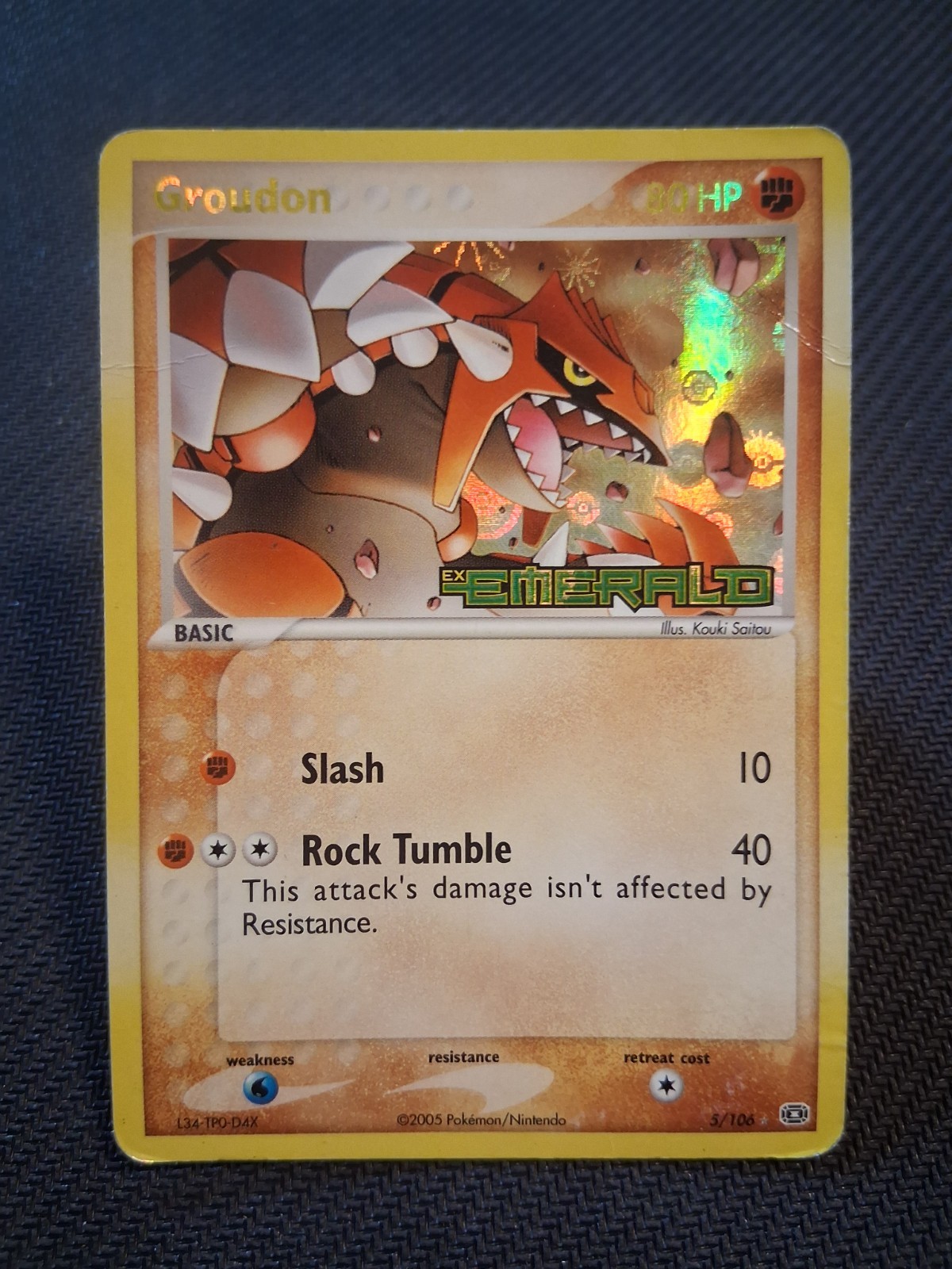 Pokemon Card - Groudon Emerald 5/106 Reverse Holo Stamped MP-HP