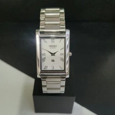 Vintage Seiko Slim Quartz White Face Gentlemen's Wrist Watch - FREE SHIPPING