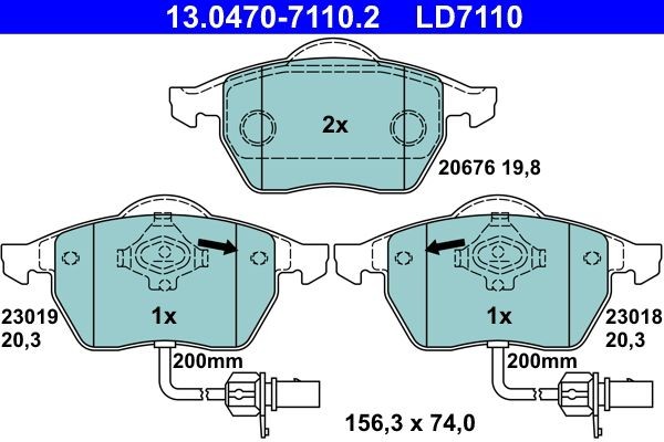 Bremsbelagsatz Scheibenbremse Ate 13.0470-7110.2 (1Satz-1Stk)-image