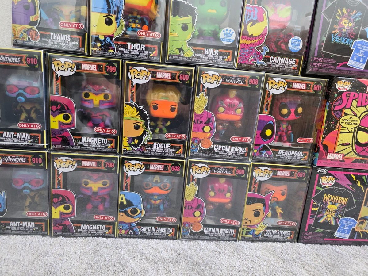 Funko Pop Marvel Black Light Lot 20pc Iron Man Thor Hulk Carnage
