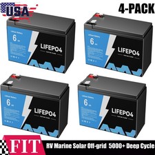 4-PACK 12V 6Ah LiFePO4 Battery BMS Deep Cycle For RV Solar Energy Off Grid New