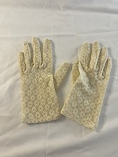 Vintage 50s 60s Off White Cream Lace Dress Gloves Formal Mad Men Pinup Bridal