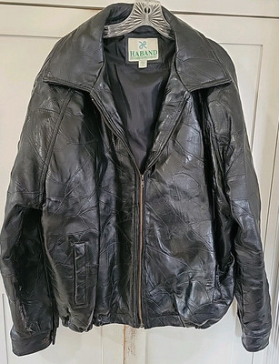 Duke Haband Leather Patchwork Jacket Lined Black Leather Coat