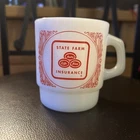 Vintage State Farm Insurance Milk Glass Coffee Mug Anchor Hocking USA Stackable