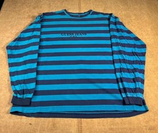 Vintage Guess Jeans Striped Pattern Made in USA Long Sleeve Blue Shirt XL 90s