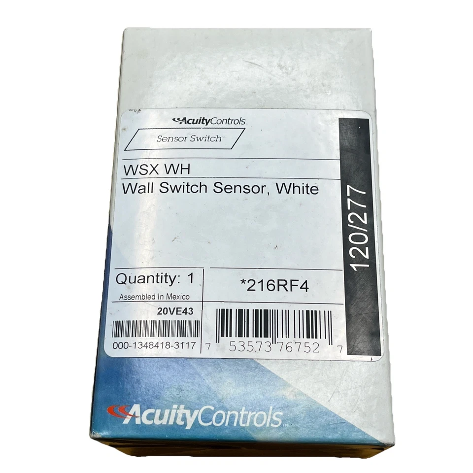 NEW AcuityControls WSX WH Wall Sensor Switch 120/277VAC 216RF4 Plate Included - Image 2 of 4