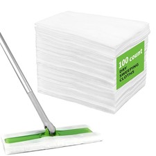 RAINFLOW 100 Count Dry Sweeping Cloths - Disposable Mop Pads 100 pcs, White