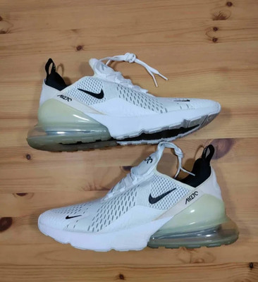 Nike Air Max 270 Running Shoes White Black Men's Size 12 Sneakers AH8050-100
