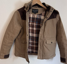 Cody James Boys Large Canvas Jacket Plaid Lined Hooded Western Ranch Coat Heavy