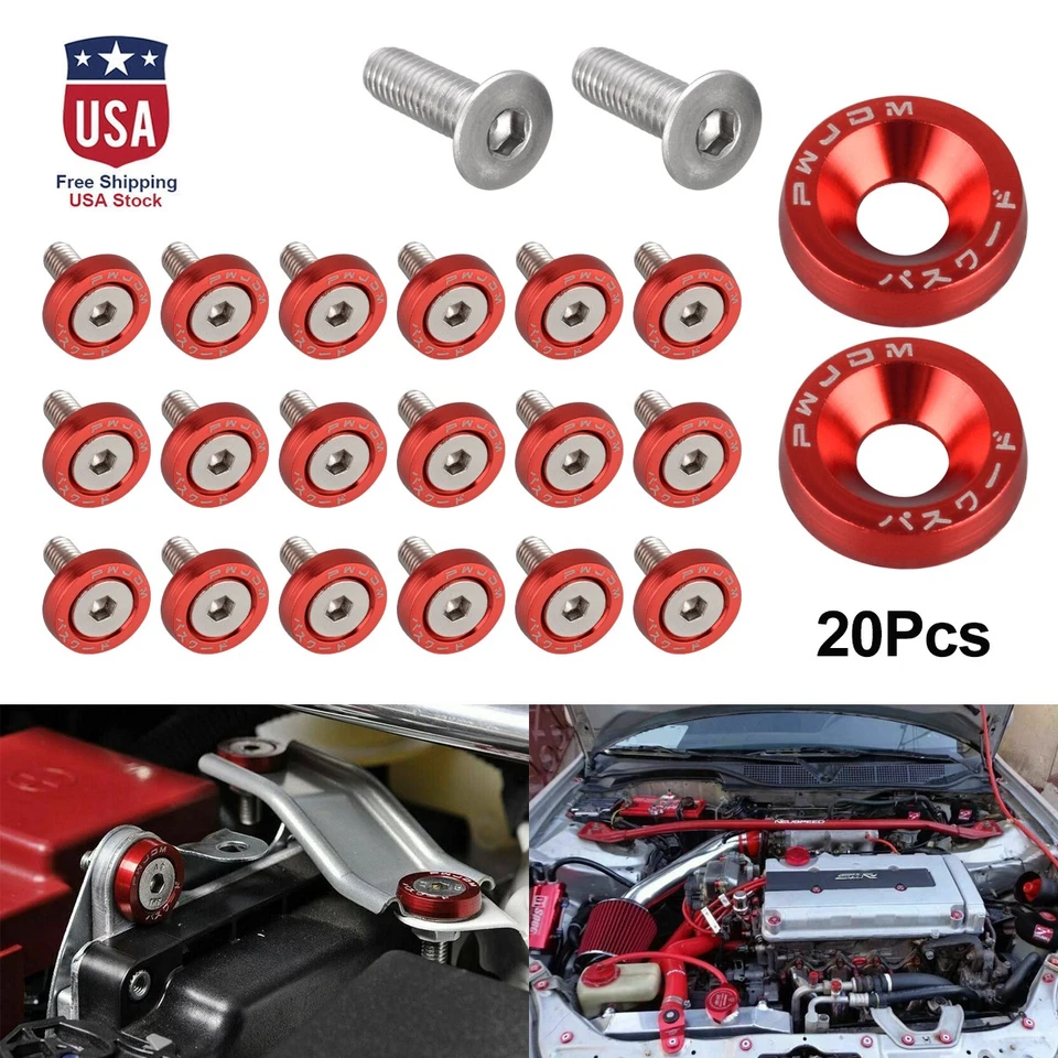 Kit de 20 piezas de aluminio para bahía de motor para pernos de 10 mm guardabarros parachoques licencia nuevo Foto 3 de 4