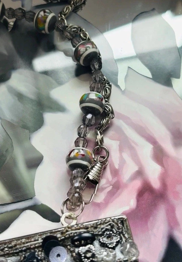 Bolso sin asas vintage Apt.9 de lentejuelas con cuentas con asa con cuentas 11x4" Foto 3 de 4