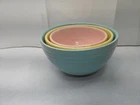 MCM McCoy USA Oven-Proof Beehive Ribbed Bowls - Pink, Yellow, & Blue Speckle