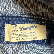Vintage Wrangler Jeans Mens 26x34 13MWZ Blue Distressed 70s 80s Made In USA
