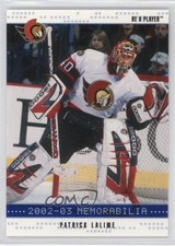 2002-03 ITG Be A Player Memorabilia Sapphire 14/100 Patrick Lalime #155 0f2