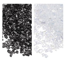 2 Colors Crushed Glass Chips 1-4mm Irregular Color 28g White Black