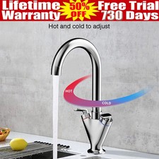 KITCHEN SINK MIXER TAP CHROME 360 TURN SINK TAP TWO LEVER TYPE SINGLE HOLE NEW