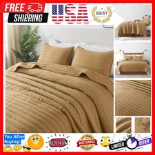 Elegant Pumpkin Colored King Quilt Set - Soft Quilted Blanket for Every Season