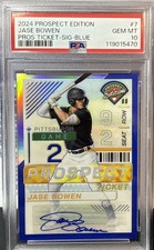 2024 Prospect Edition Jase Bowen #7 Signature Blue /149 Pittsburgh PSA 10