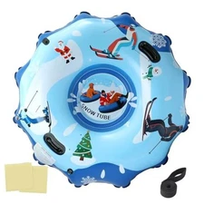 Snow Tube, 55" Extra Large Inflatable Snow Sled for Kids & Adults, Thickened 