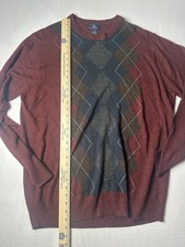Dockers Men  s XL Gray Red Sweater Pullover Long Sleeve Knit Casual Warm