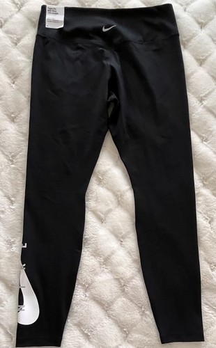 Womens Nike Dri-FIT Women's Sz L Large Mid-Rise 7/8 Black Leggings DN4554-010 - Picture 2 of 7
