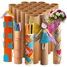 24 Pack Cardboard Craft Roll Paper Tubes Brown for DIY Projects, 1.7" x 10"