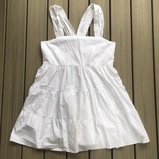 NEW Banana Republic White Tiered Sleeveless Pullover Dress Cottagecore Size L