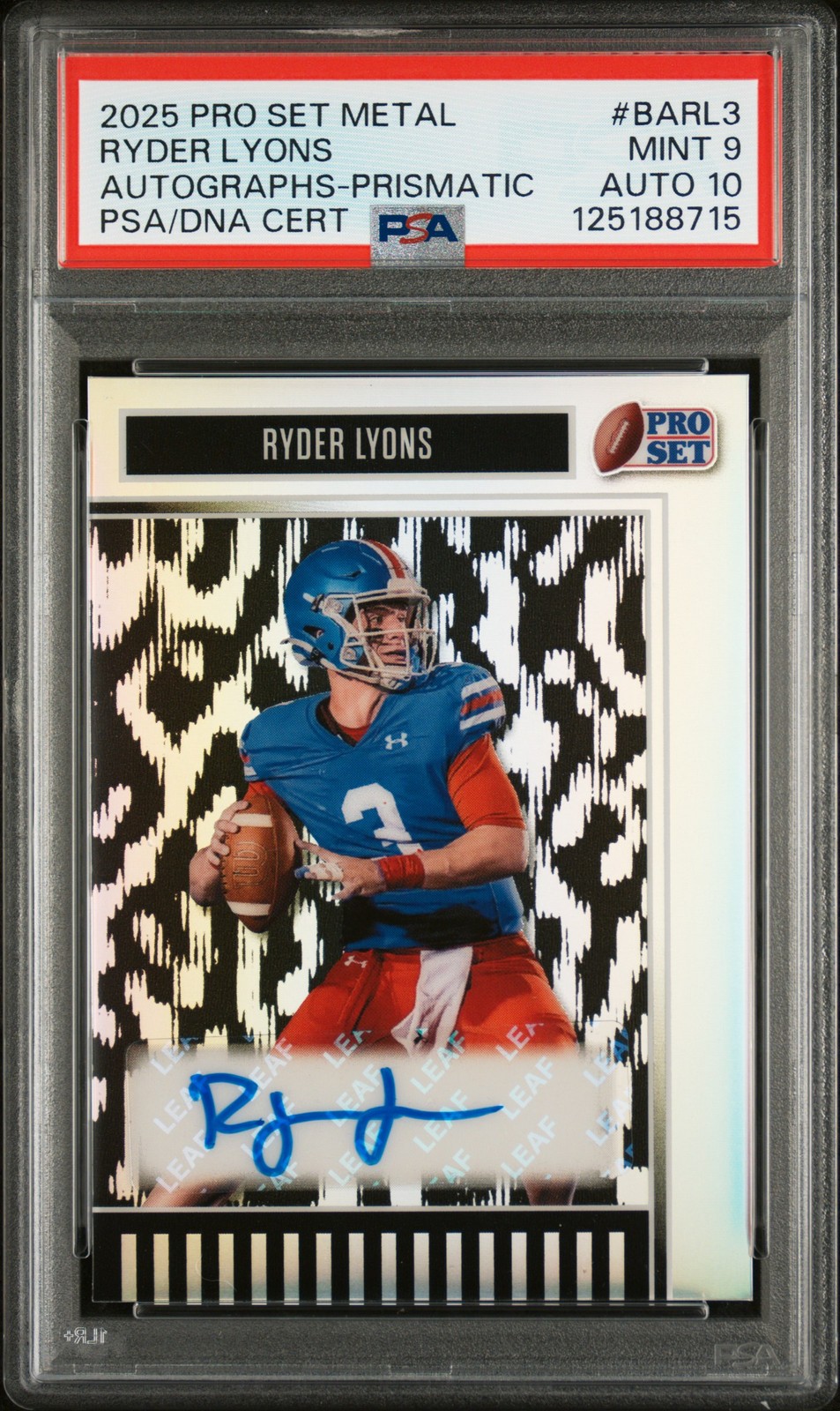 2025 Leaf Pro Set Metal Autographs #BARL3 Ryder Lyons Autographs-Prismatic PSA 9