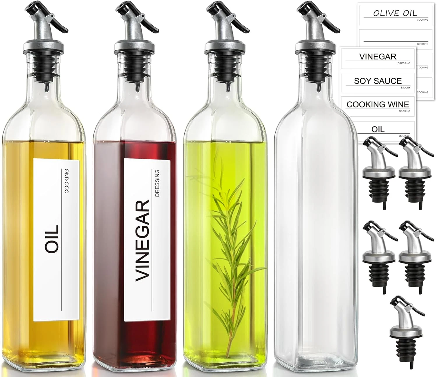 GMISUN Oil Dispenser for Kitchen, 4Pack Oil Bottles for Kitchen, 17Oz Cooking Oi