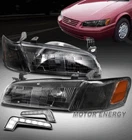 For 97-99 Toyota Camry Black Headlights Headlamps w/Corner Light+LED DRL Signal