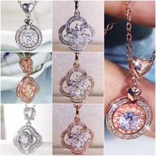 925 Silver,Gold,Rose Gold Necklace Pendant Elegant Cubic Zircon Wedding Gift