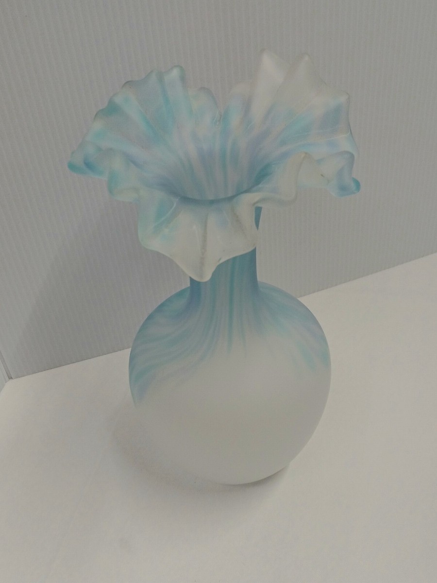 Kurata Craft Art Glass Blue & Purple Frosted Swirl Swung