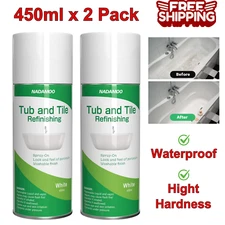 White Bathtub And Tile Refinishing Spray Paint Kit, 450Ml (2 Pack), Semi Gloss 