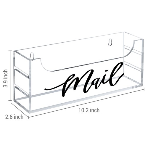 Tabletop Clear Acrylic Mail Sorter, Wall Mounted Letter Storage Organizer Box - Picture 4 of 7