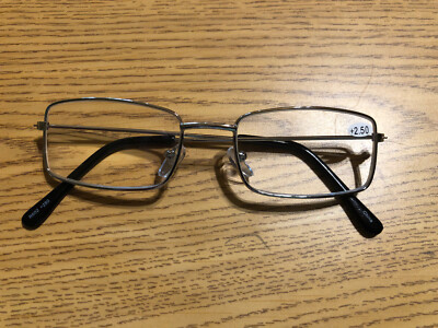 Apollo Reading Glasses +2.50 Silver Wire Clear Cases FREE Shipping (Laq-2.50-1)