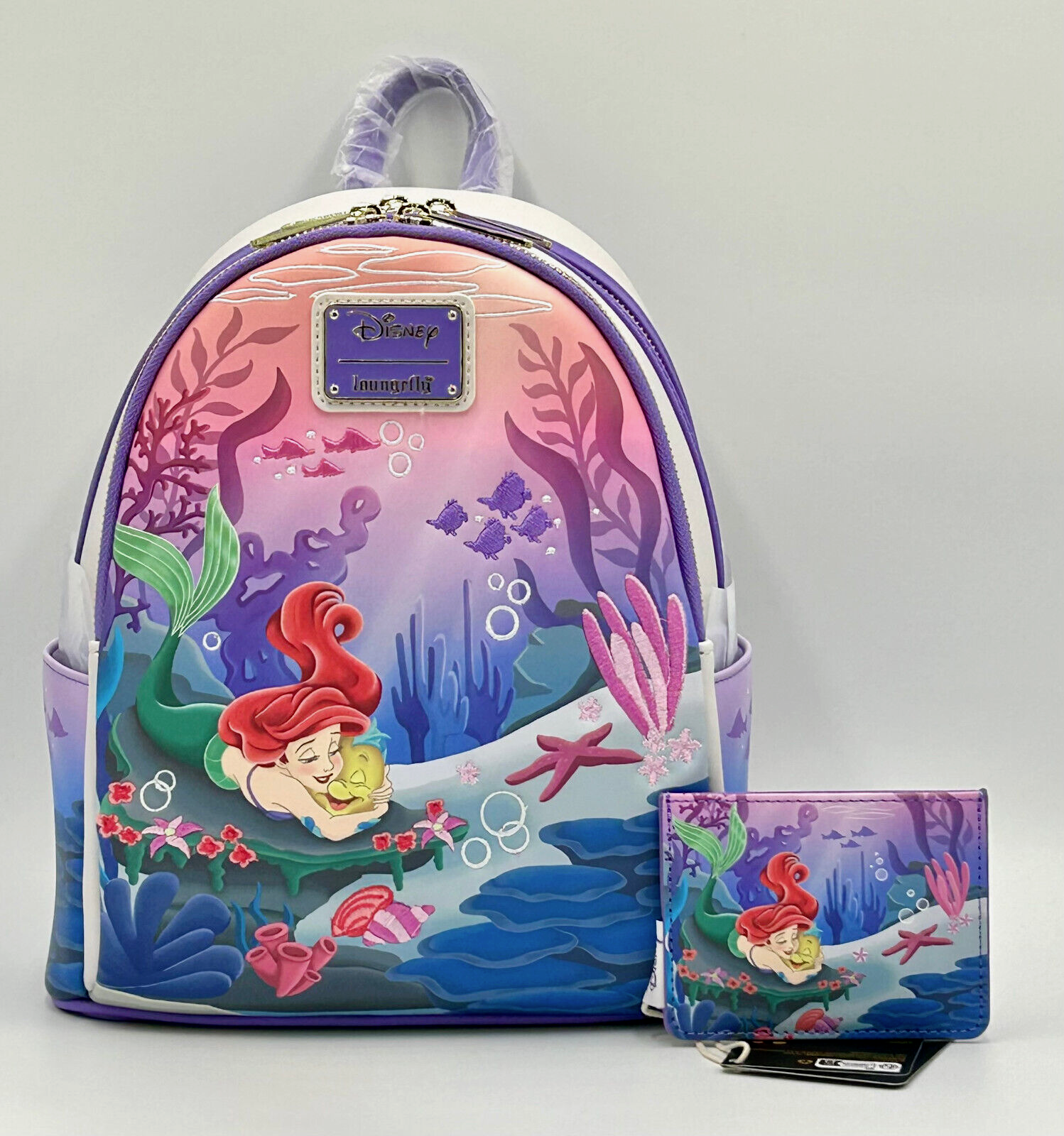 Disney Loungefly Little Mermaid Ariel & Flounder Backpack with Wallet  