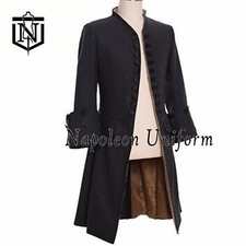 Men's Regency Frock Coat 18th Century Black Wool Military Handmade Frock Coat