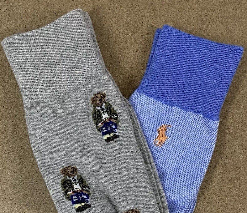 PONY Polo Ralph Lauren Pantaloni Calze Eleganti Confezione 2 Uomo XL Orsetto Preppy Adatto 12 17 Scarpa