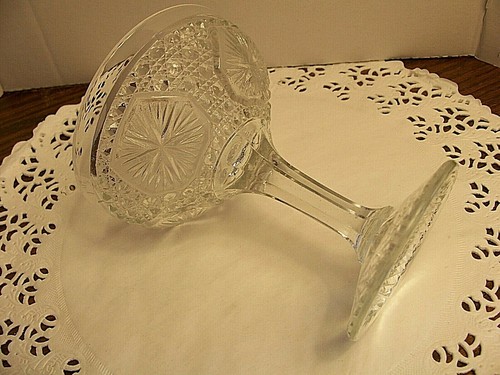 Vintage Pressed Glass Diamond Design Footed Compote-Candy-Trinket Dish - Picture 4 of 6