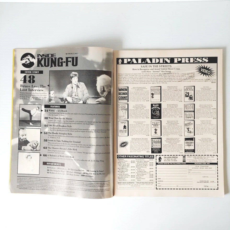 Inside Kung Fu Vintage USA magazine | May 1994 | Bruce Lee The Lost Interview  - Image 3 of 4