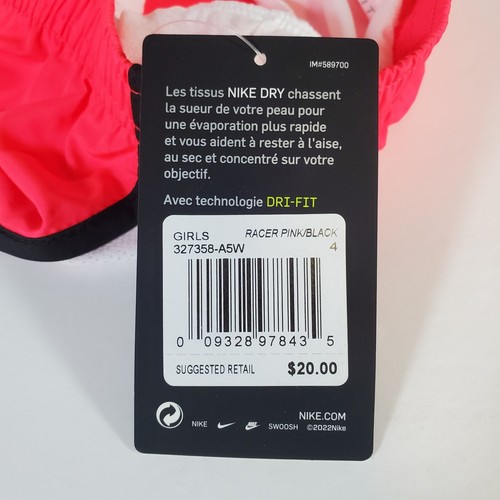 Nike Kid's Girls Dri-Fit Tempo Shorts w/ Liner Size 4 - Racer Pink/Black - Picture 7 of 7