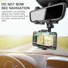 Universal 360 Rotation Car Rear View Mirror Mount Stand GPS Cell Phone Holder US