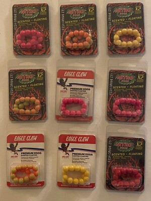 9 Packages Of Assorted Premium Artificial Salmon Eggs