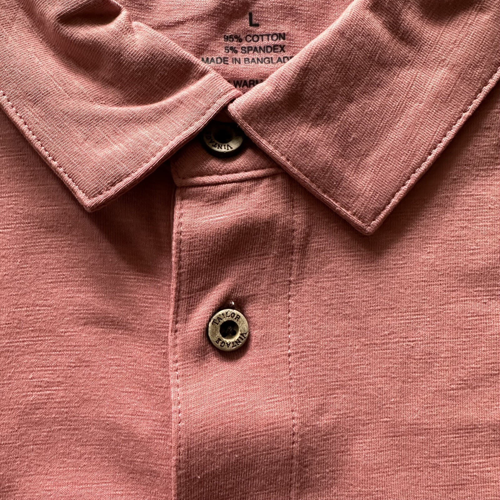 Tailor Vintage NWT Mens Medium Polo Shirt Dusty Rose Pink Stretch
