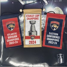 Florida Panthers 2024 Stanley Cup Champions Banners Set  3pcs 