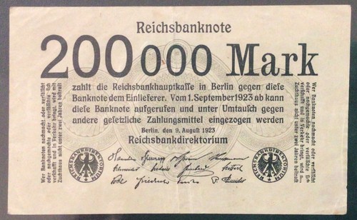 1923 GERMANY PAPER MONEY - 200,000 MARK BANKNOTE!