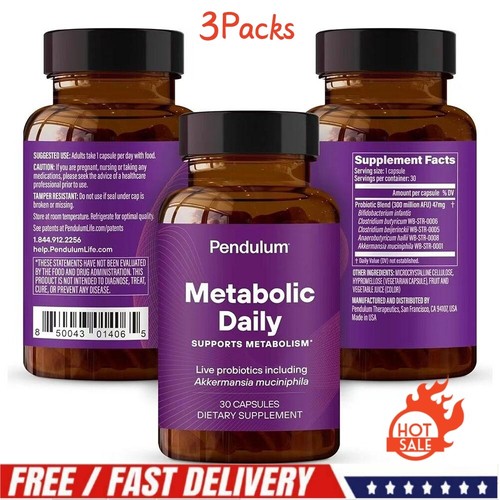3 x pendulum metabolic daily multi strain probiotic with akkermansia 30