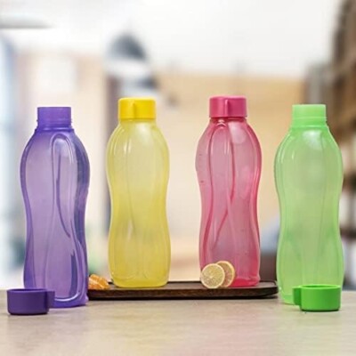 Tupperware Aquasafe Round Water Bottles 500 ml Pack of 4 (Multicolor)