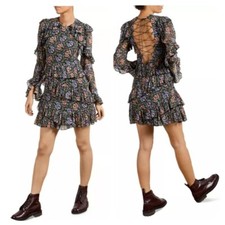 Ted Baker Floral Mini Dress Size 0 Black Multi Us Sz 2